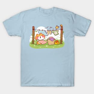 Shiba Inu Laundry Day on Windy Meadow T-Shirt